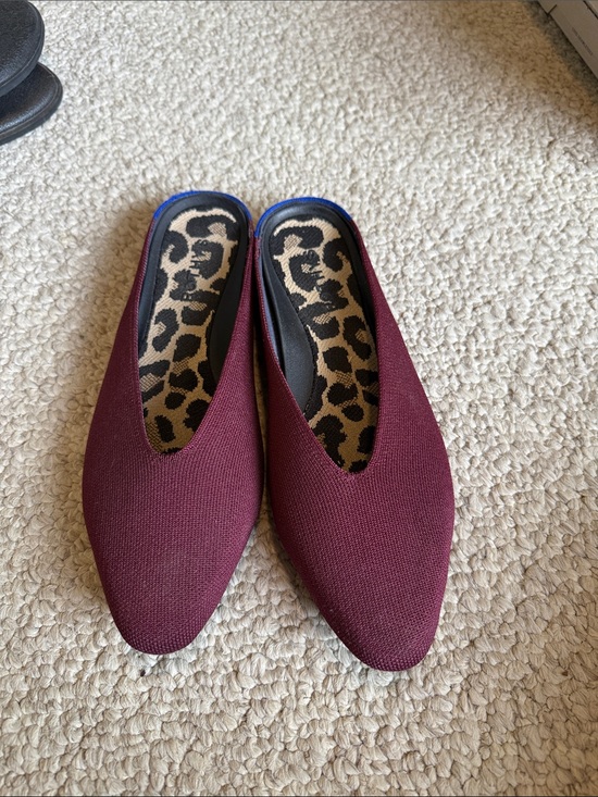 Rothy's Shoes - Rothy's Pointed Slip-On Mules in Wine with Leopard Insole